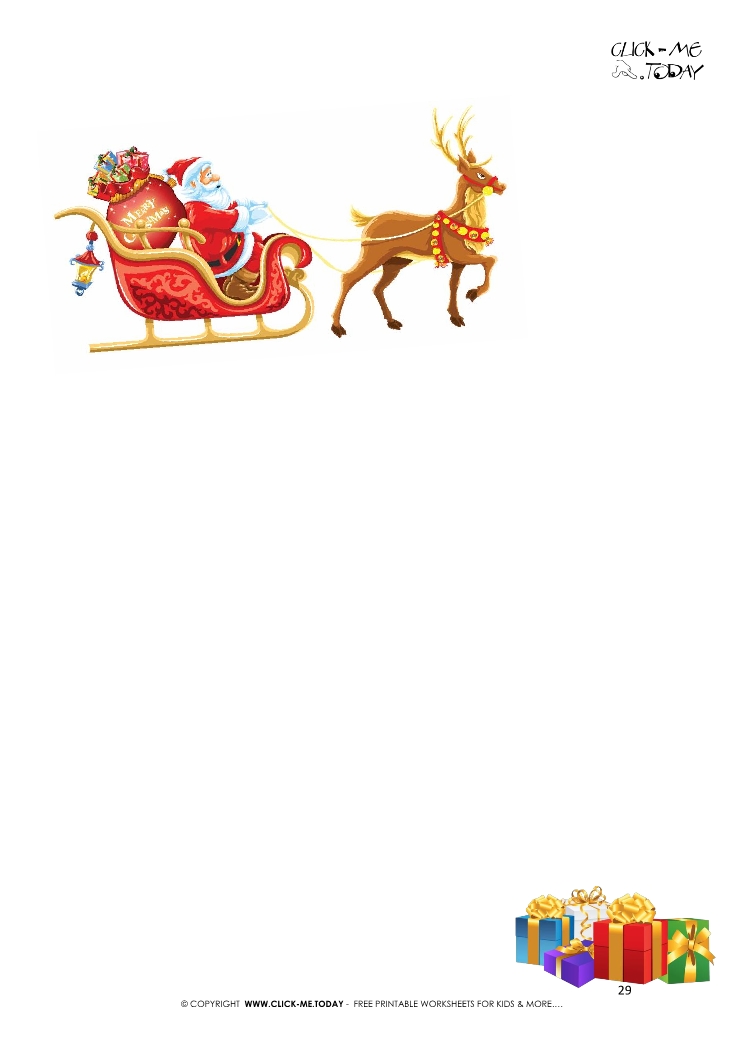 Free printable letter to Santa template sleigh & presents 29